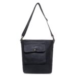 bliss/black-black leather shoulder bag -sixtease bags